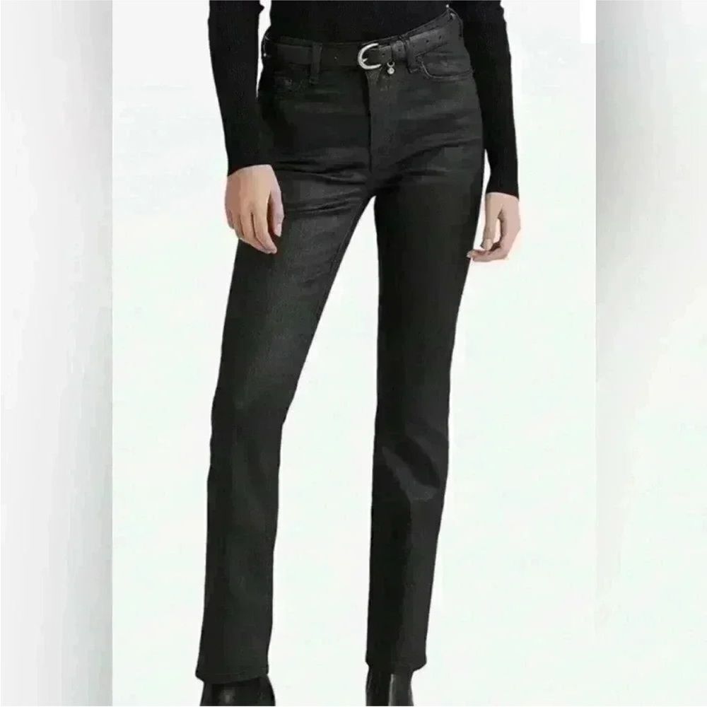 LAUREN RALPH LAUREN | Black Coated Faux Leather Look Skinny Jeans Women’s Size 6